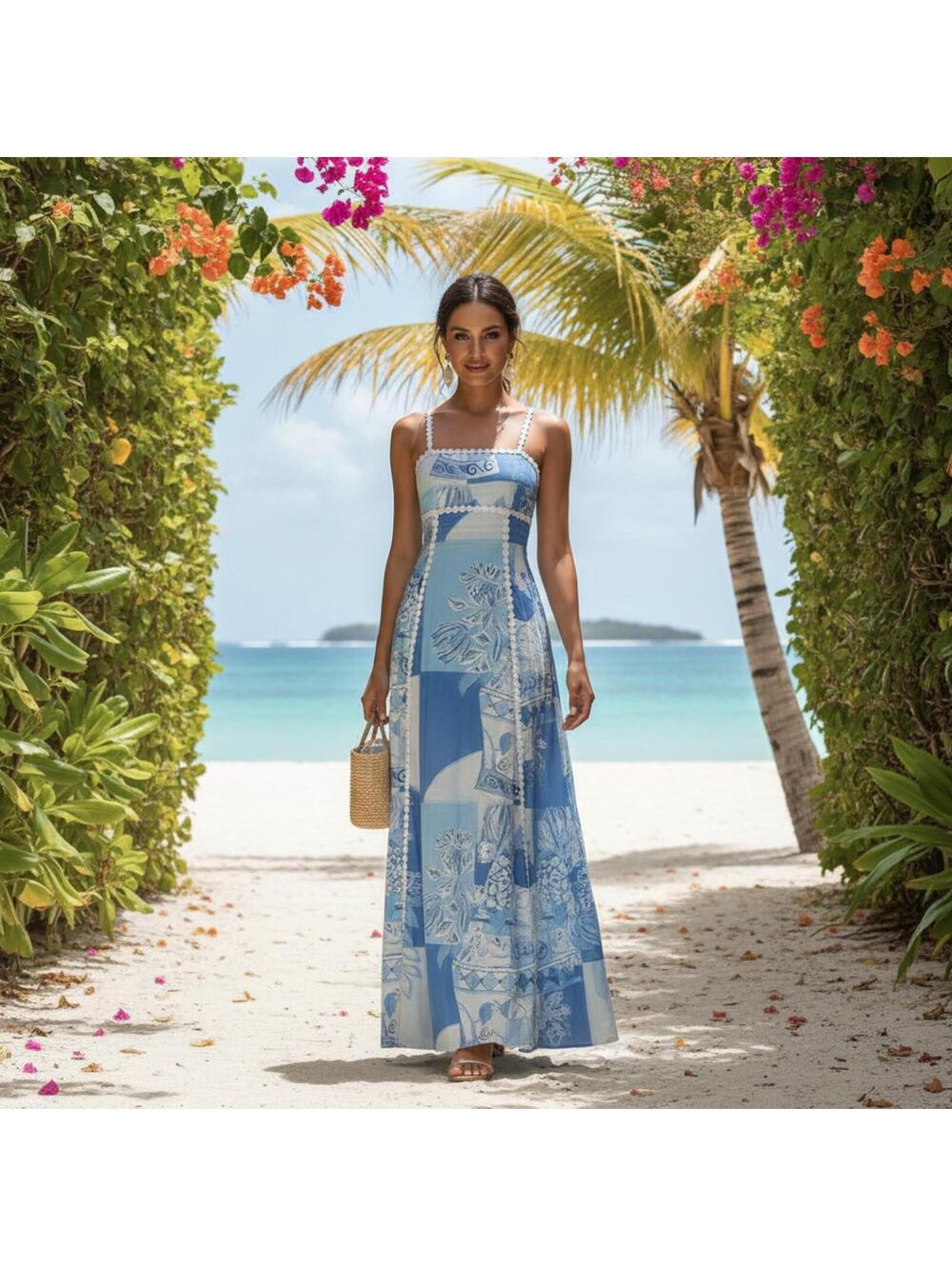 Tali Christine Cutout Back Square Neck Maxi Dress $108 XL